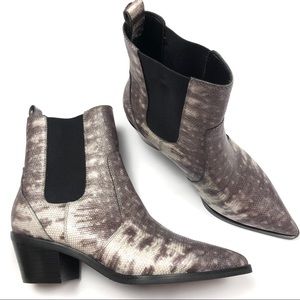 PAIGE Willa Chelsea Lizard Grey Leather Bootie